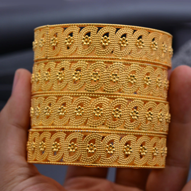 4 Piece/Lot 24K Gold Ethiopian African Design Bracelet - Africa Chest
